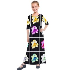 Tulip Collage Kids  Quarter Sleeve Maxi Dress by okhismakingart