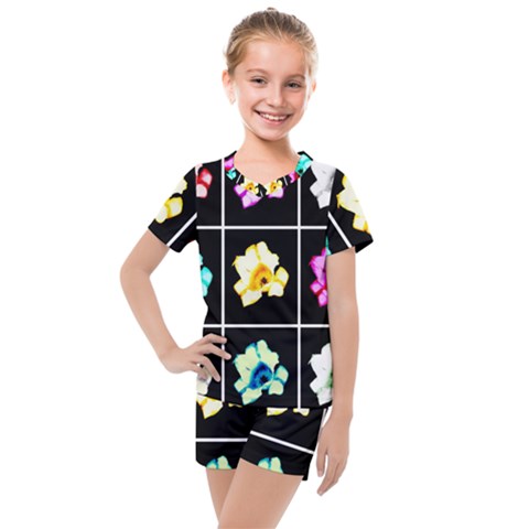 Tulip Collage Kids  Mesh Tee And Shorts Set by okhismakingart