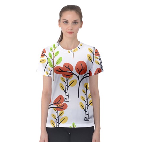 Tree Autumn Forest Landscape Women s Sport Mesh Tee by Mariart