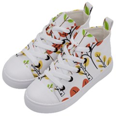 Tree Autumn Forest Landscape Kids  Mid-top Canvas Sneakers