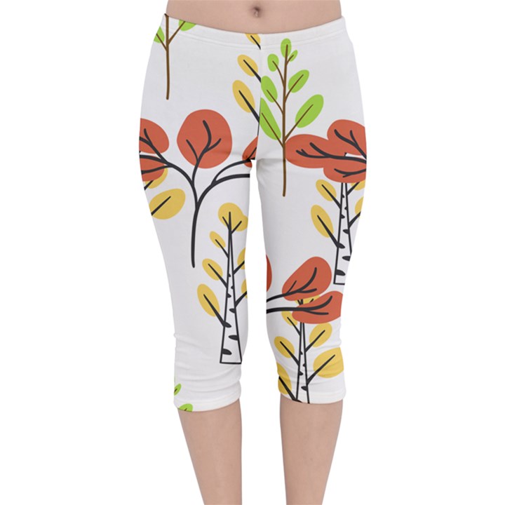 Tree Autumn Forest Landscape Velvet Capri Leggings 