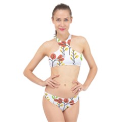 Tree Autumn Forest Landscape High Neck Bikini Set