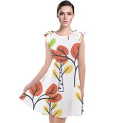 Tree Autumn Forest Landscape Tie Up Tunic Dress