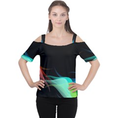 Flower 3d Colorm Design Background Cutout Shoulder Tee