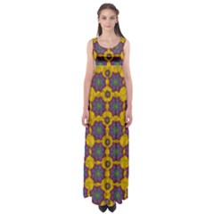 Bohemian Rare  Fantasy Flowers In The Festive Sun Empire Waist Maxi Dress by pepitasart