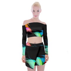 Flower 3d Colorm Design Background Off Shoulder Top With Mini Skirt Set by HermanTelo