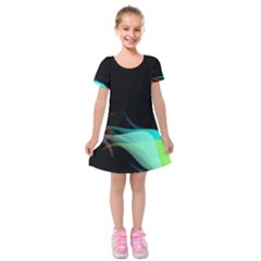 Flower 3d Colorm Design Background Kids  Short Sleeve Velvet Dress