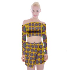 Bohemian Rare  Fantasy Flowers In The Festive Sun Off Shoulder Top With Mini Skirt Set by pepitasart