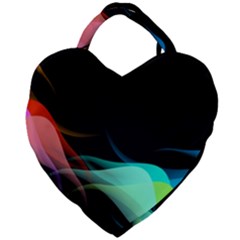 Flower 3d Colorm Design Background Giant Heart Shaped Tote by HermanTelo