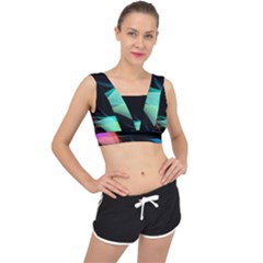 Flower 3d Colorm Design Background V-back Sports Bra