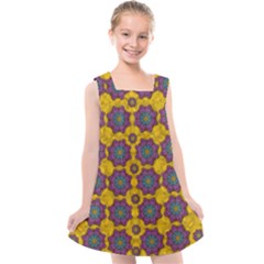 Bohemian Rare  Fantasy Flowers In The Festive Sun Kids  Cross Back Dress by pepitasart