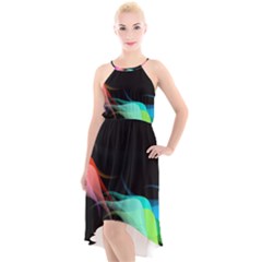 Flower 3d Colorm Design Background High-low Halter Chiffon Dress  by HermanTelo