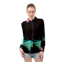 Flower 3d Colorm Design Background Long Sleeve Chiffon Shirt