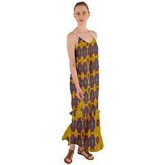 Bohemian Rare  Fantasy Flowers In The Festive Sun Cami Maxi Ruffle Chiffon Dress by pepitasart