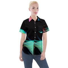 Flower 3d Colorm Design Background Women s Short Sleeve Pocket Shirt