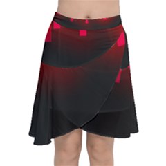 Light Neon City Buildings Sky Red Chiffon Wrap Front Skirt