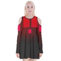 Light Neon City Buildings Sky Red Velvet Long Sleeve Shoulder Cutout Dress View1