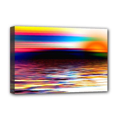 Lake Sea Water Wave Sunset Deluxe Canvas 18  X 12  (stretched) by HermanTelo