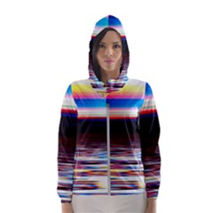 Lake Sea Water Wave Sunset Women s Hooded Windbreaker