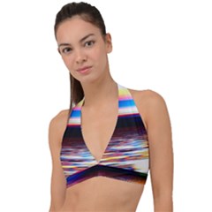 Lake Sea Water Wave Sunset Halter Plunge Bikini Top