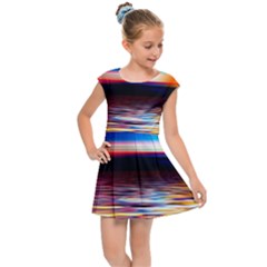 Lake Sea Water Wave Sunset Kids  Cap Sleeve Dress by HermanTelo