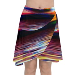 Lake Sea Water Wave Sunset Chiffon Wrap Front Skirt