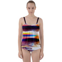 Lake Sea Water Wave Sunset Twist Front Tankini Set