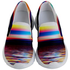 Lake Sea Water Wave Sunset Kids  Lightweight Slip Ons by HermanTelo