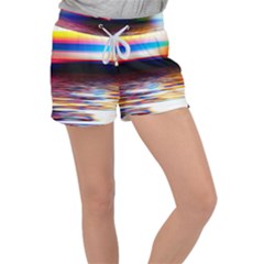 Lake Sea Water Wave Sunset Women s Velour Lounge Shorts