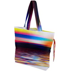 Lake Sea Water Wave Sunset Drawstring Tote Bag