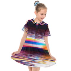 Lake Sea Water Wave Sunset Kids  Short Sleeve Shirt Dress by HermanTelo