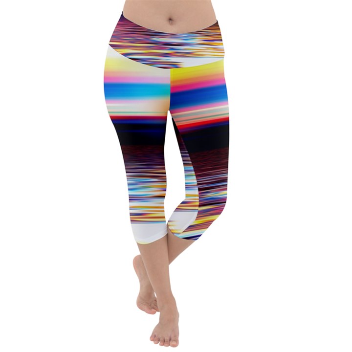 Lake Sea Water Wave Sunset Lightweight Velour Capri Yoga Leggings