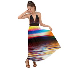 Lake Sea Water Wave Sunset Backless Maxi Beach Dress by HermanTelo