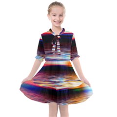 Lake Sea Water Wave Sunset Kids  All Frills Chiffon Dress