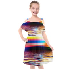 Lake Sea Water Wave Sunset Kids  Cut Out Shoulders Chiffon Dress by HermanTelo