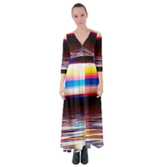 Lake Sea Water Wave Sunset Button Up Maxi Dress