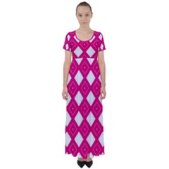 Backgrounds Pink High Waist Short Sleeve Maxi Dress