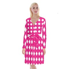 Backgrounds Pink Long Sleeve Velvet Front Wrap Dress