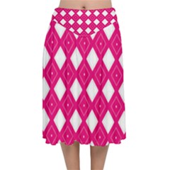 Backgrounds Pink Velvet Flared Midi Skirt by HermanTelo