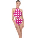 Backgrounds Pink Halter Side Cut Swimsuit View1