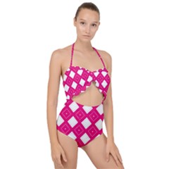 Backgrounds Pink Scallop Top Cut Out Swimsuit