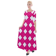 Backgrounds Pink Half Sleeves Maxi Dress