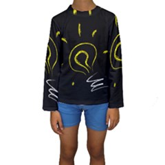 Bulb Light Idea Electricity Kids  Long Sleeve Swimwear