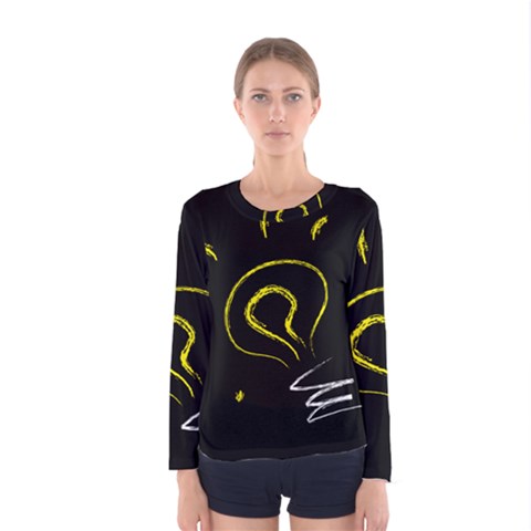 Bulb Light Idea Electricity Women s Long Sleeve Tee by HermanTelo