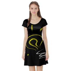 Bulb Light Idea Electricity Short Sleeve Skater Dress