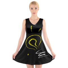 Bulb Light Idea Electricity V-neck Sleeveless Dress by HermanTelo