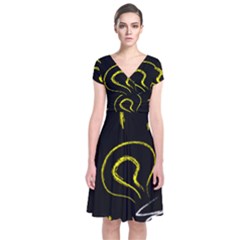 Bulb Light Idea Electricity Short Sleeve Front Wrap Dress