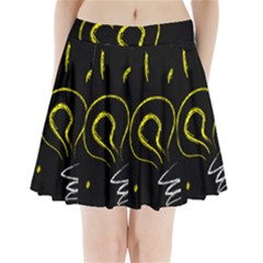 Bulb Light Idea Electricity Pleated Mini Skirt