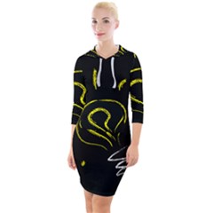 Bulb Light Idea Electricity Quarter Sleeve Hood Bodycon Dress