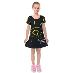 Bulb Light Idea Electricity Kids  Short Sleeve Velvet Dress